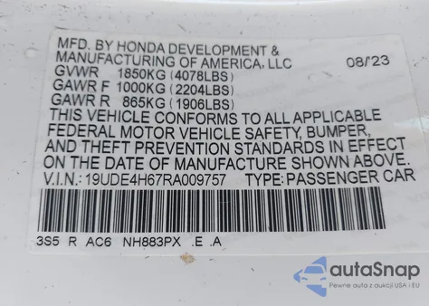 2024 Acura Integra A-Spec Technology from USA, damaged, VIN 19UDE4H67RA009757